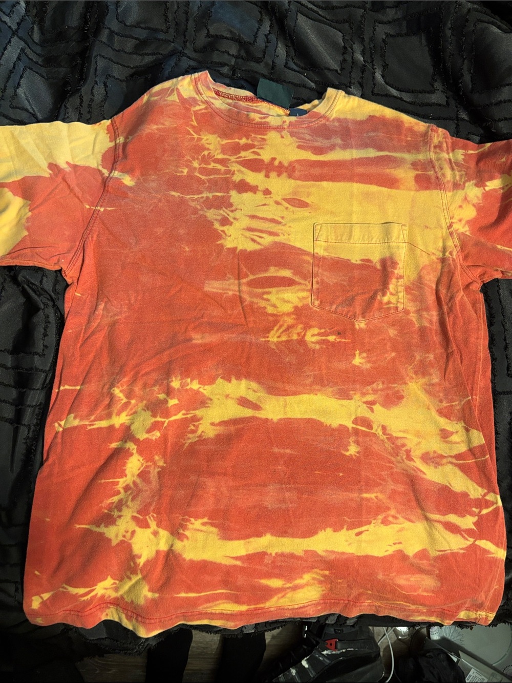 Trader Bay Tie-Dye Short Sleeve Pocket Tee - Yellow & Orange - Vintage
